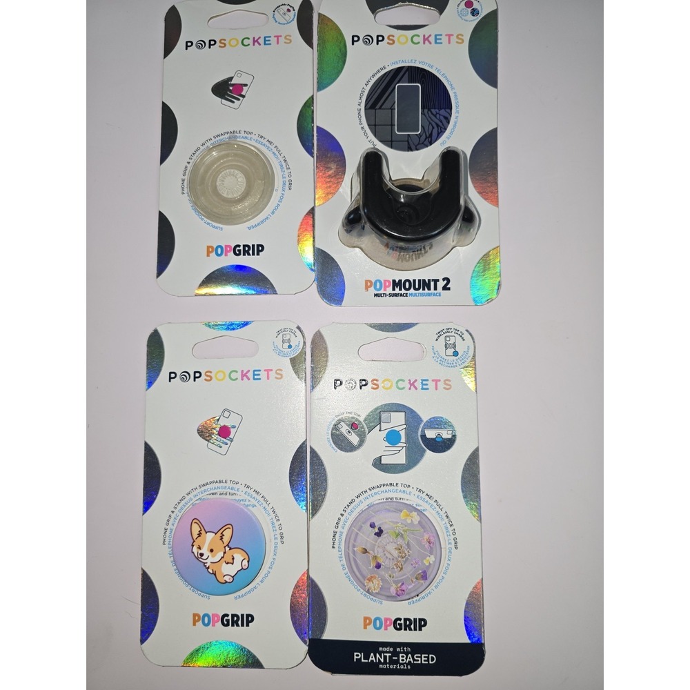 Lot of 4 PopSockets Phone Grip & Stand Bundle Mixed Designs Corgi Floral S16